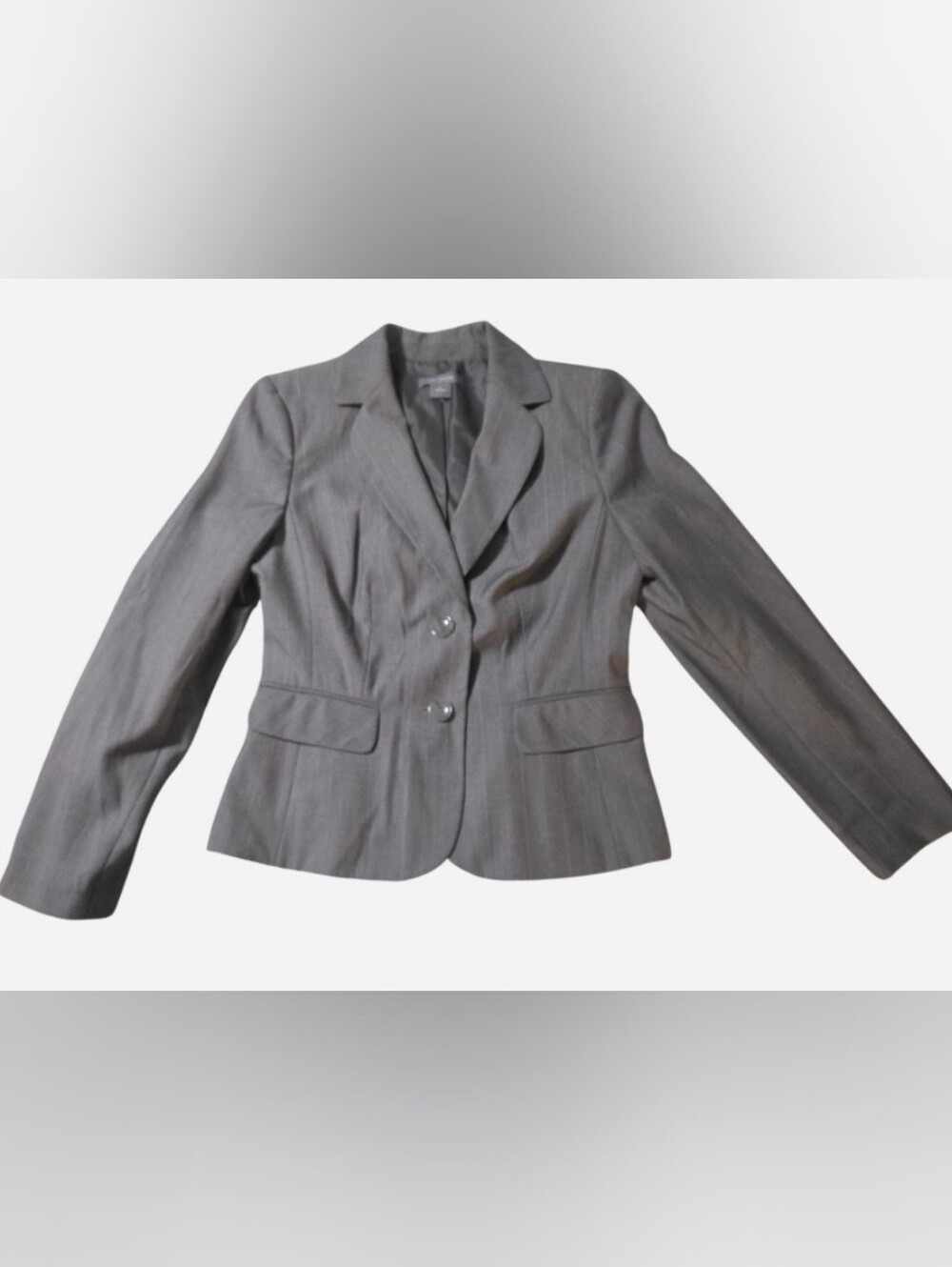 Ann Taylor Women's Gray Penstripe Tailored Blazer - Classic Two-Button Jacket